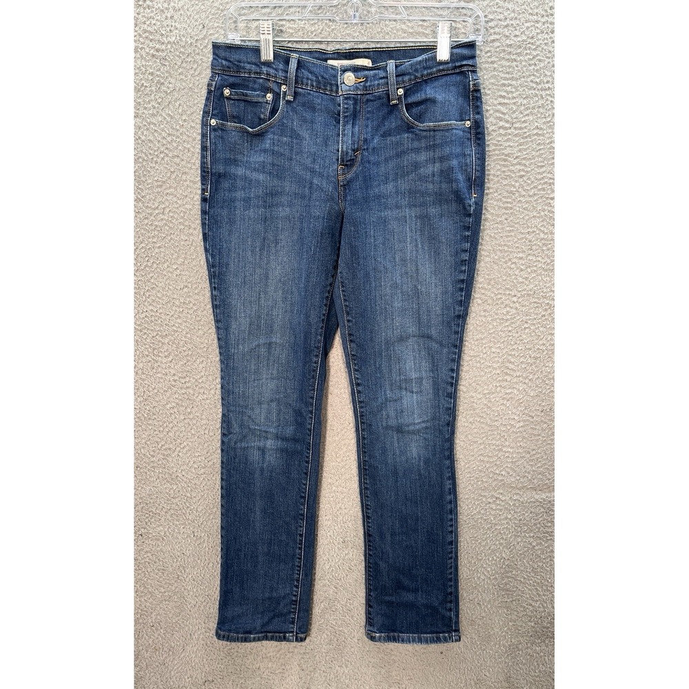 Levis 505 Jeans Womens 4 Medium Blue Straight Distressed Denim Workwear Casual‎